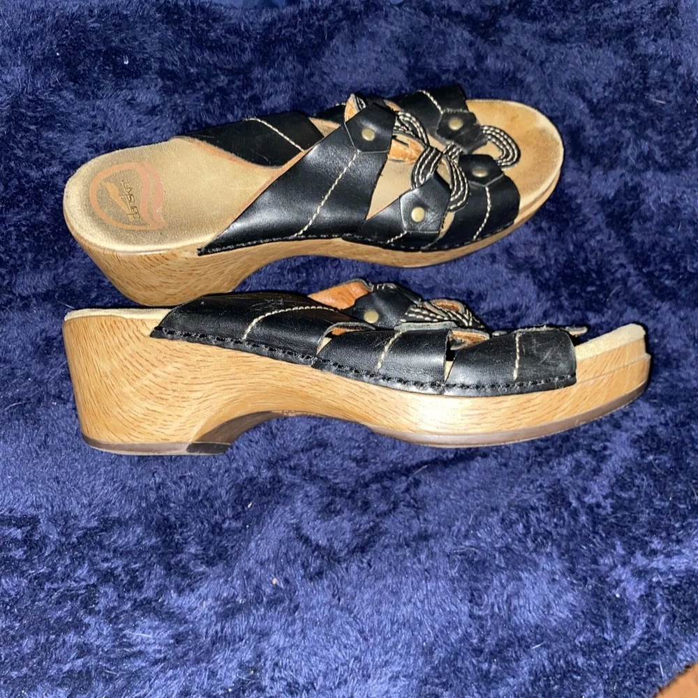 Dansko Black Leather Women's Sandals